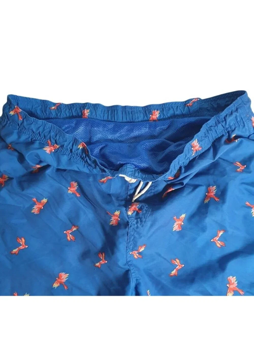 Old Navy Mens Large Swim Trunks Parrots Elastic Waist Mesh Lining Beach Summer